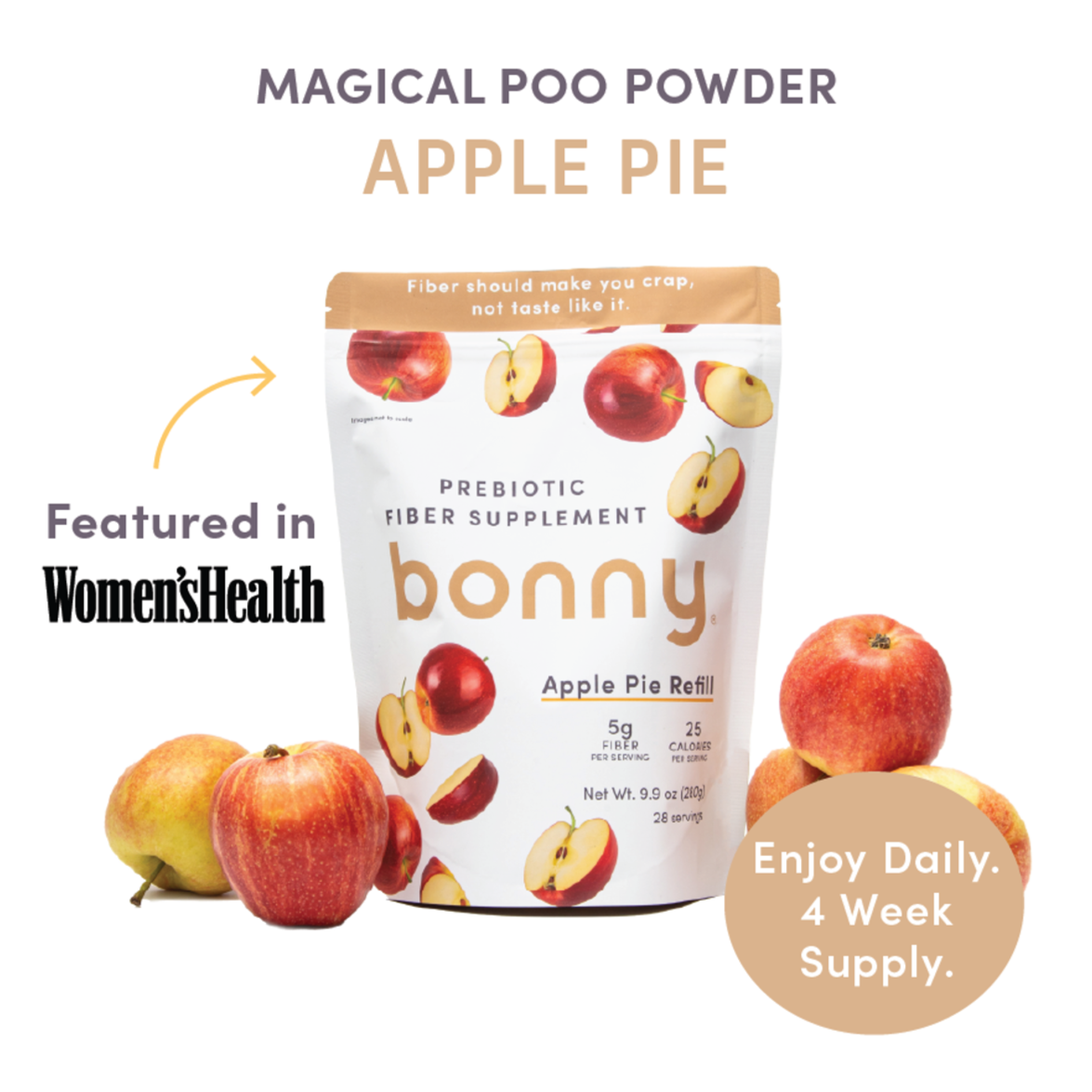 Bonny Apple Pie Prebiotic Fiber Powder with psyllium husk and inulin