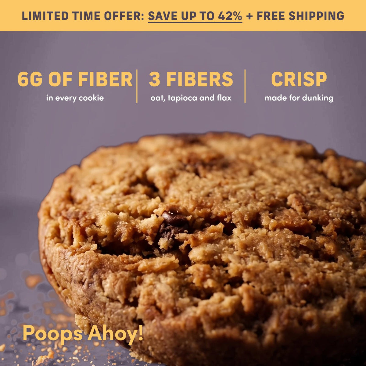 Bonny chocolate chip fiber cookie: 6g of fiber, 3 fibers, crisp